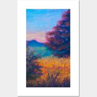 Pastel painting - Morning field Posters and Art